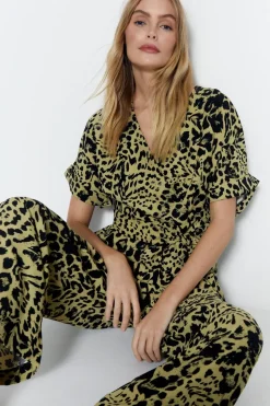 Wrap Front Tie Waist Relaxed Jumpsuit