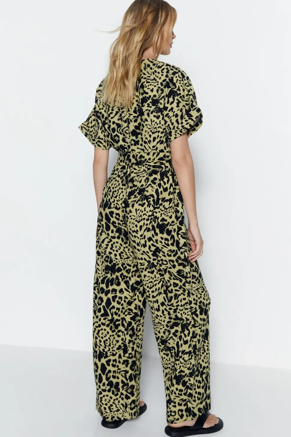 Wrap Front Tie Waist Relaxed Jumpsuit
