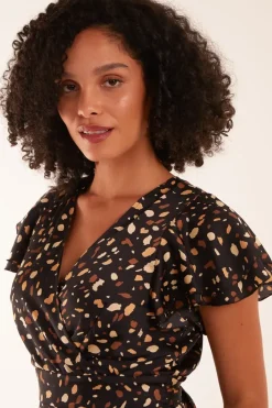 Wrap Mini Dress With Angel Sleeves