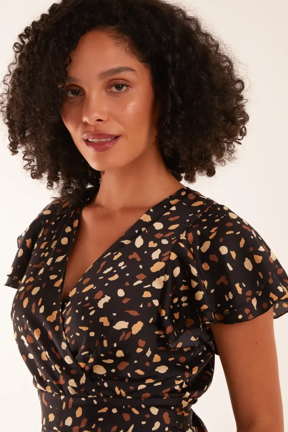 Wrap Mini Dress With Angel Sleeves
