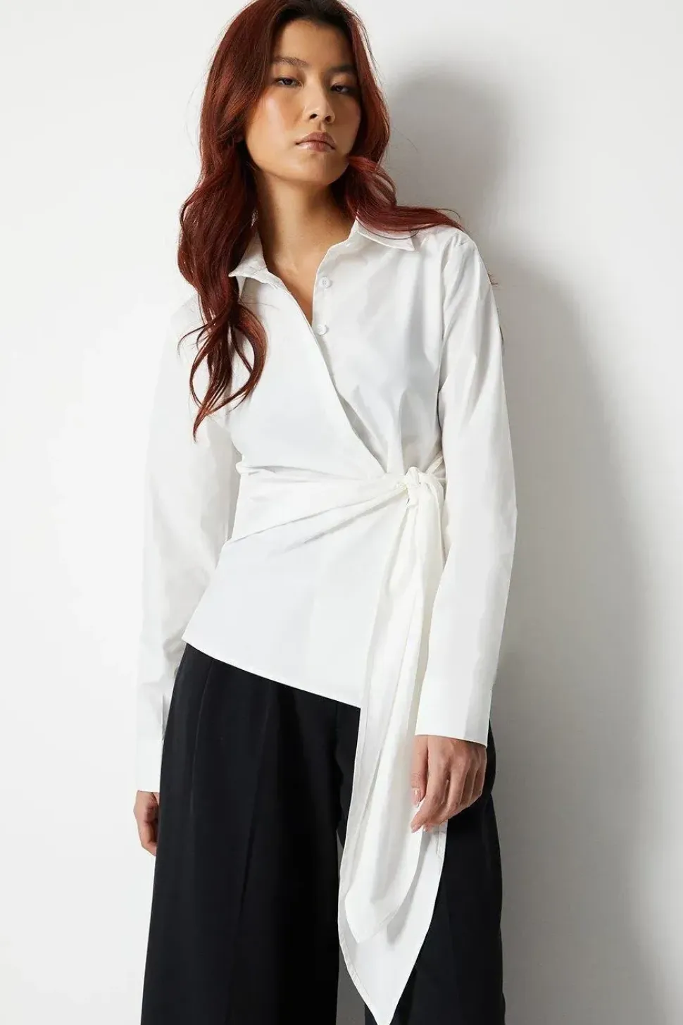 Wrap Over Tie Front Shirt