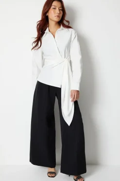 Wrap Over Tie Front Shirt