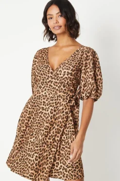 Wrap Puff Sleeve Mini Dress