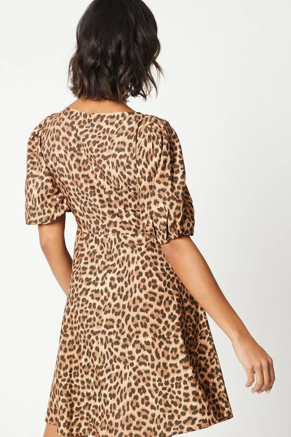 Wrap Puff Sleeve Mini Dress