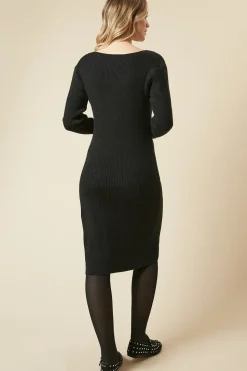 Wrap Ribbed Knitted Midi Dress