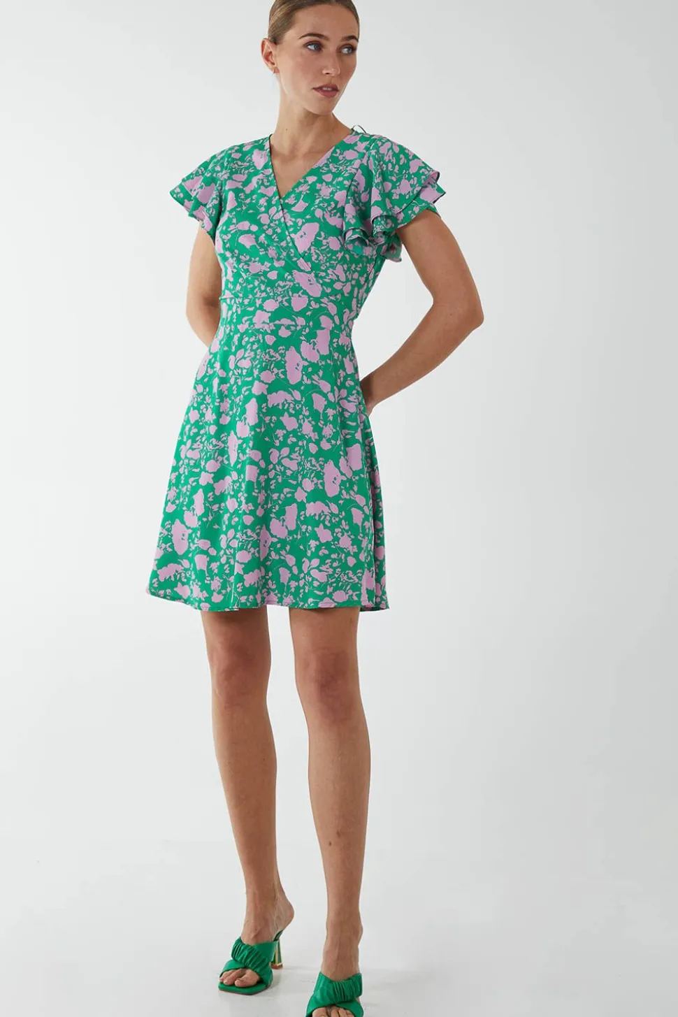Wrap Ruffle Mini Dress