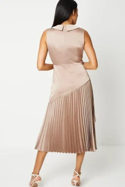 Wrap Skirt With Pleated Panel Midi Dress