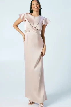 Wrap Waist Satin Bridesmaids Dress