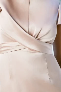 Wrap Waist Satin Bridesmaids Dress