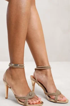 'Adana' Diamante Knot Detail With Cross Over Ankle Strap High Heels