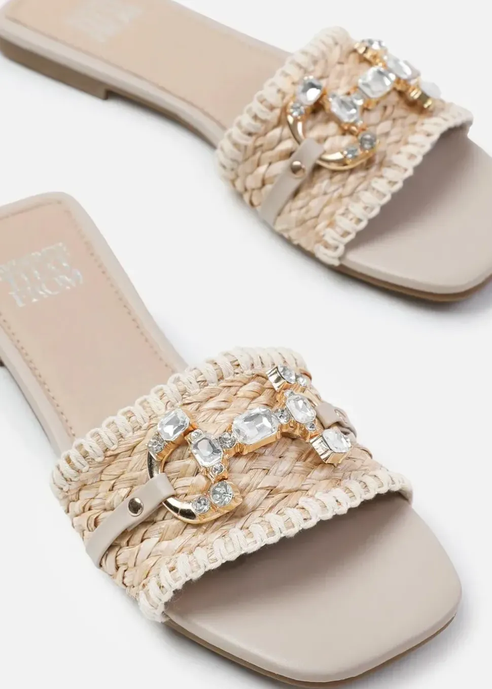 'Align' Jewel Detail Flat Sandals