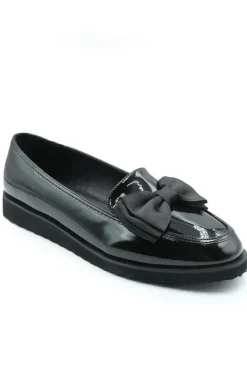 'Alpha' Extra Wide Fit Slip On Loafer Slider With Bow Detail