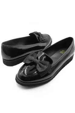 'Alpha' Wide Fit Slip On Loafer Slider With Bow Detail