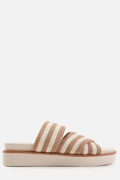 'Andorra' Flatform Striped Cross Over Crochet Strap Sandals