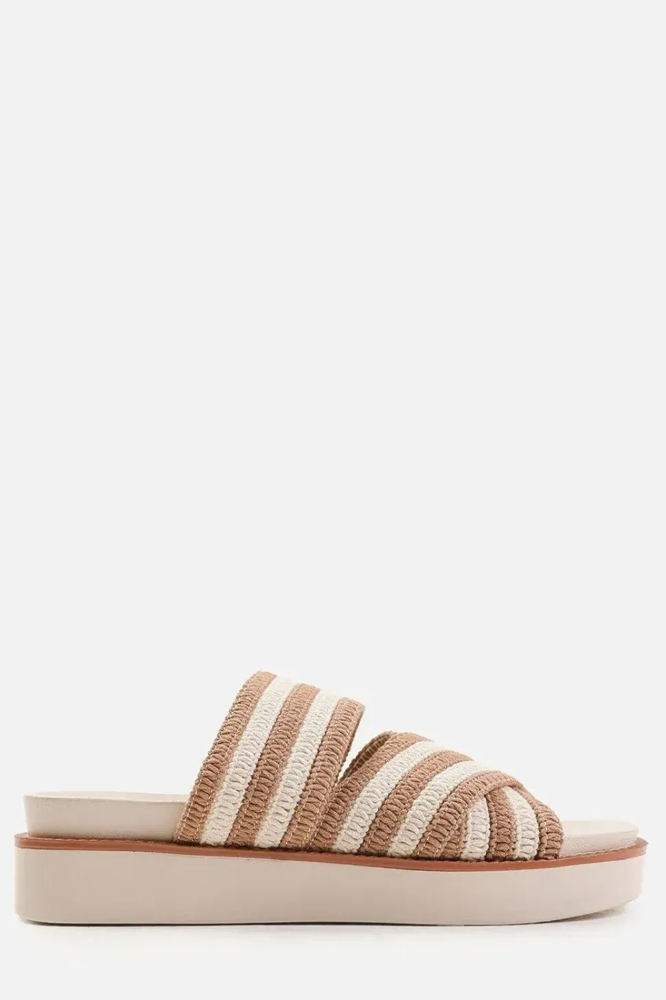 'Andorra' Flatform Striped Cross Over Crochet Strap Sandals