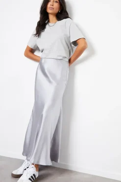'Ariel' Satin Maxi Slip Skirt