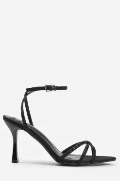 'Audra' Cross Over Strap With Gem Detailing Heels