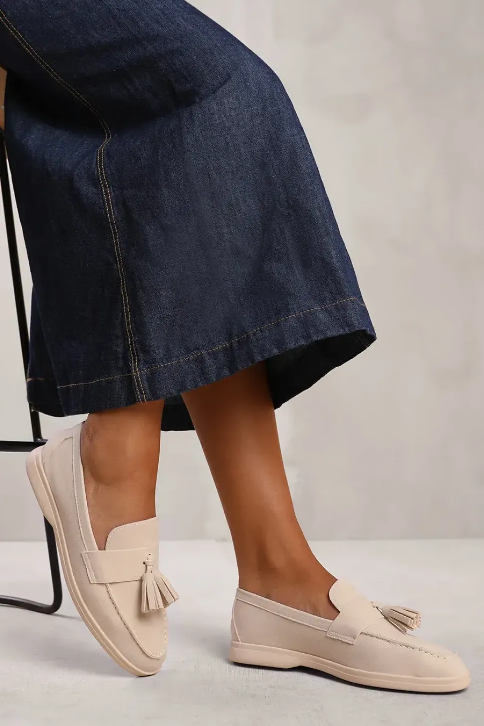 'Azalea' Wide Fit Slip On Loafer With Tassel Detailing