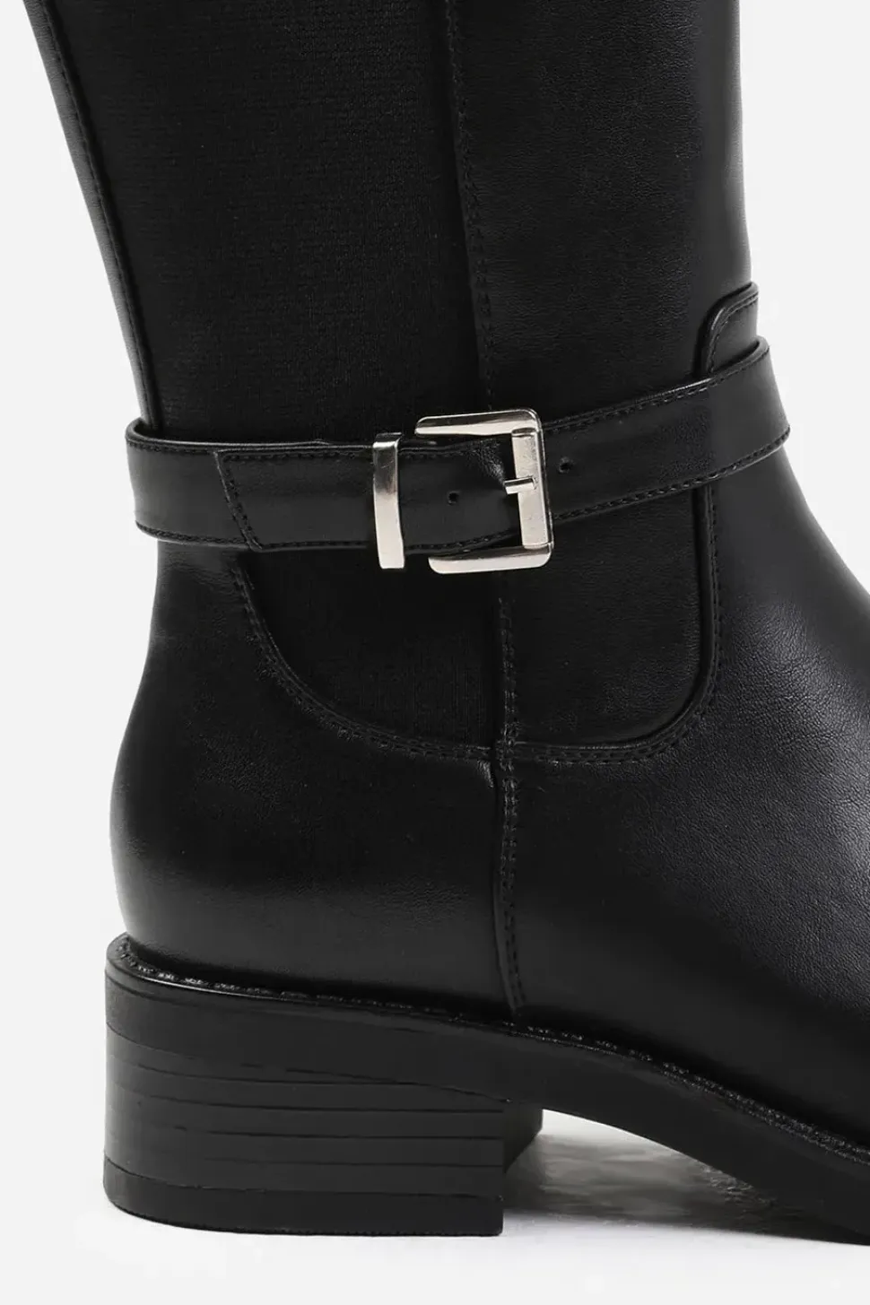 'Bode' Stretch Wide Calf Knee High Boots With Buckle Detail