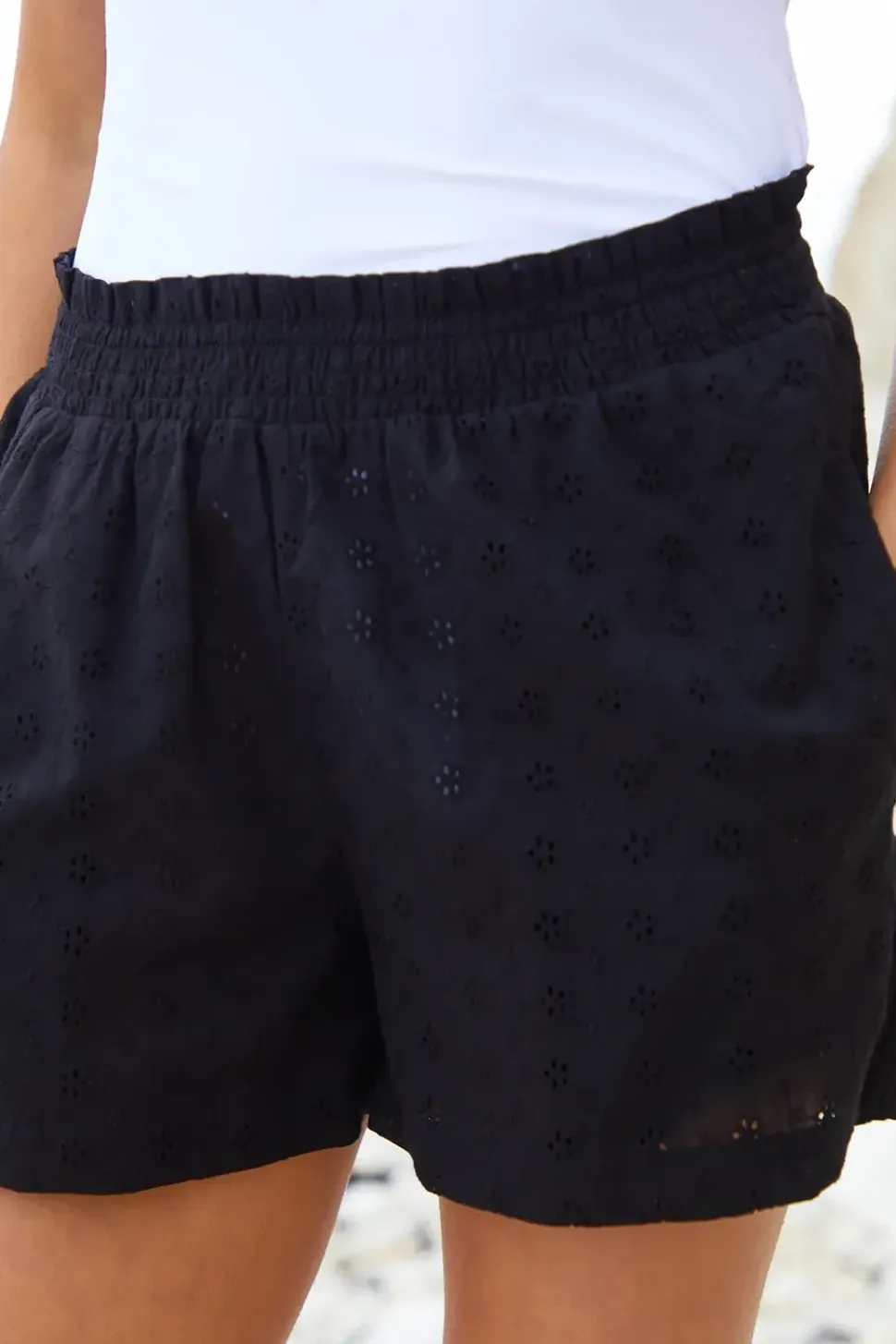 'Brode' Broderie Detail Beach Cover-Up Shorts