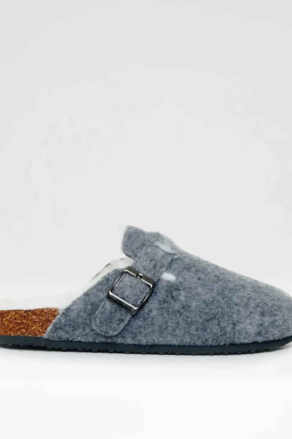 'Buster' Felt Faux Fur Lined Clog Mule Slippers