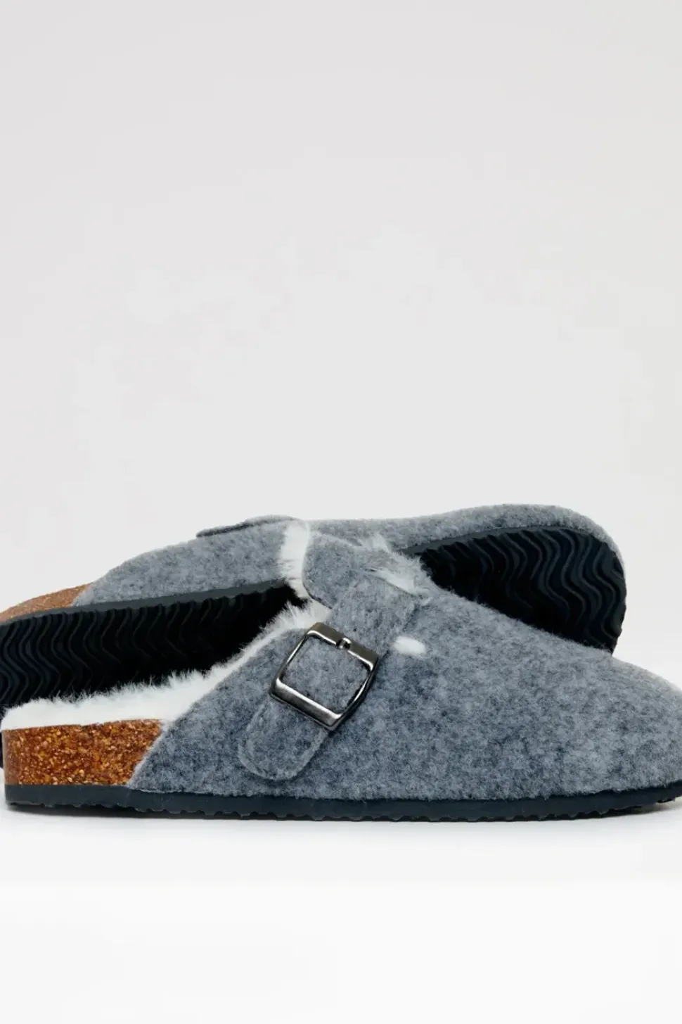 'Buster' Felt Faux Fur Lined Clog Mule Slippers