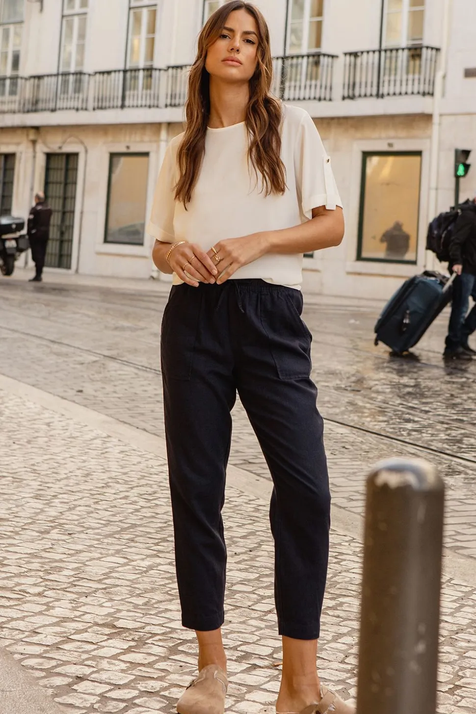 'Camilla' Short Roll Sleeve T-Shirt Blouse
