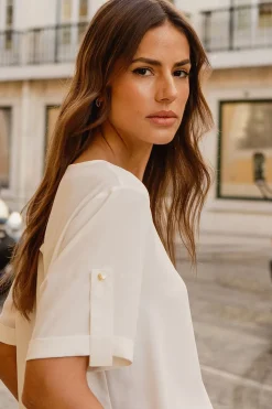 'Camilla' Short Roll Sleeve T-Shirt Blouse
