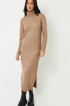 'Cappucino' Roll Neck Knitted Maxi Dress