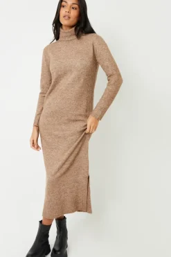 'Cappucino' Roll Neck Knitted Maxi Dress