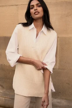 'Chandler' V Neck Ribbed Knitted Sweater Vest