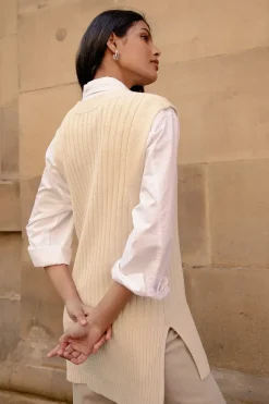 'Chandler' V Neck Ribbed Knitted Sweater Vest
