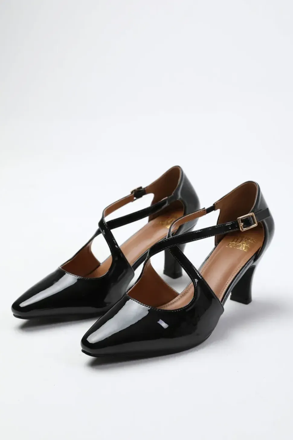 'Colorado' Cross Over Strap Mid Block Heel
