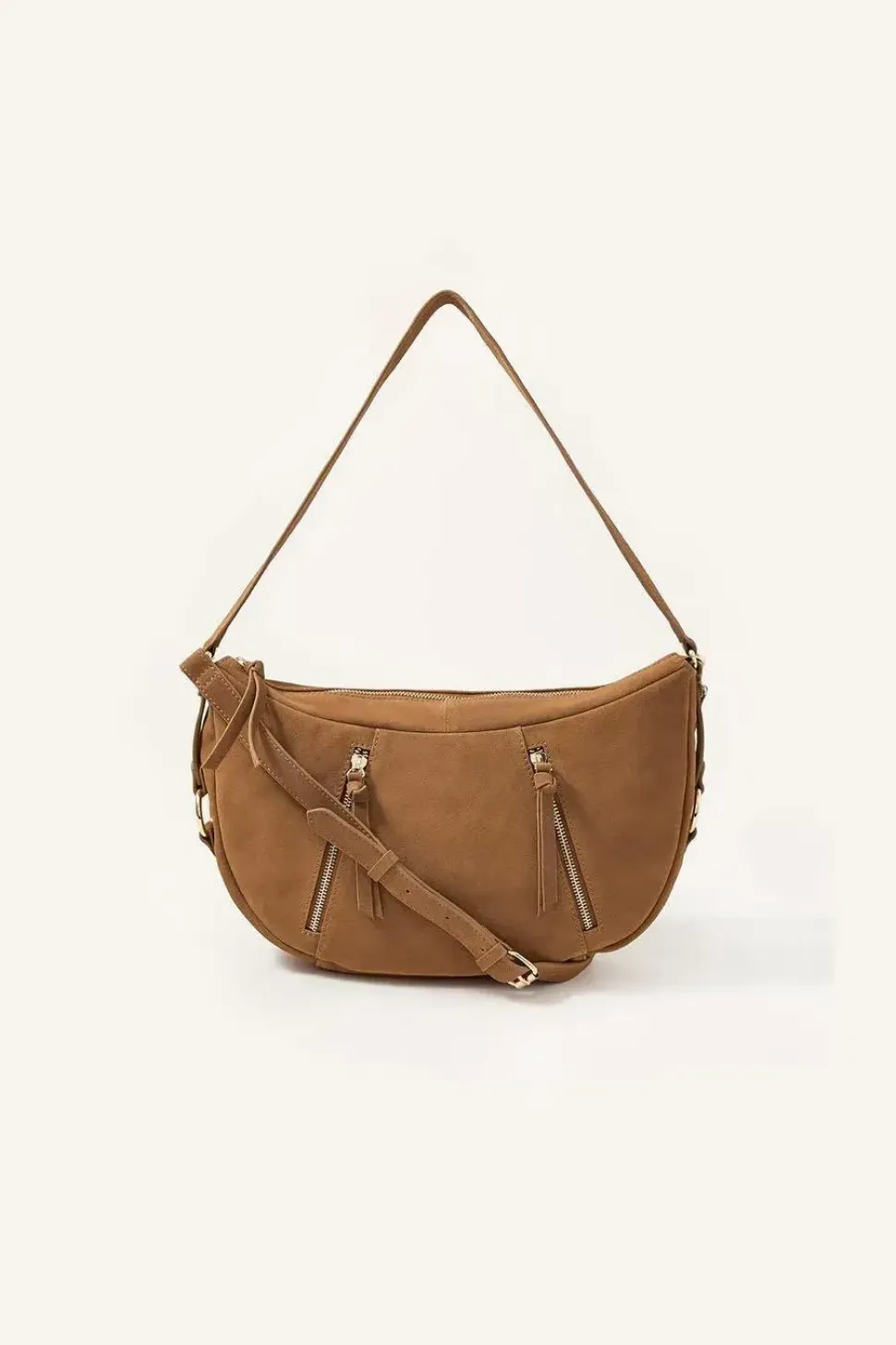 'Dana' Zip Suede Shoulder Bag