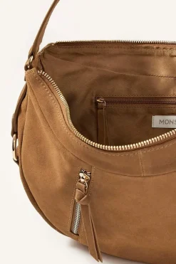 'Dana' Zip Suede Shoulder Bag