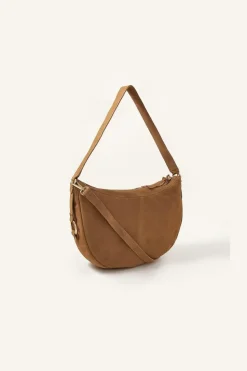 'Dana' Zip Suede Shoulder Bag