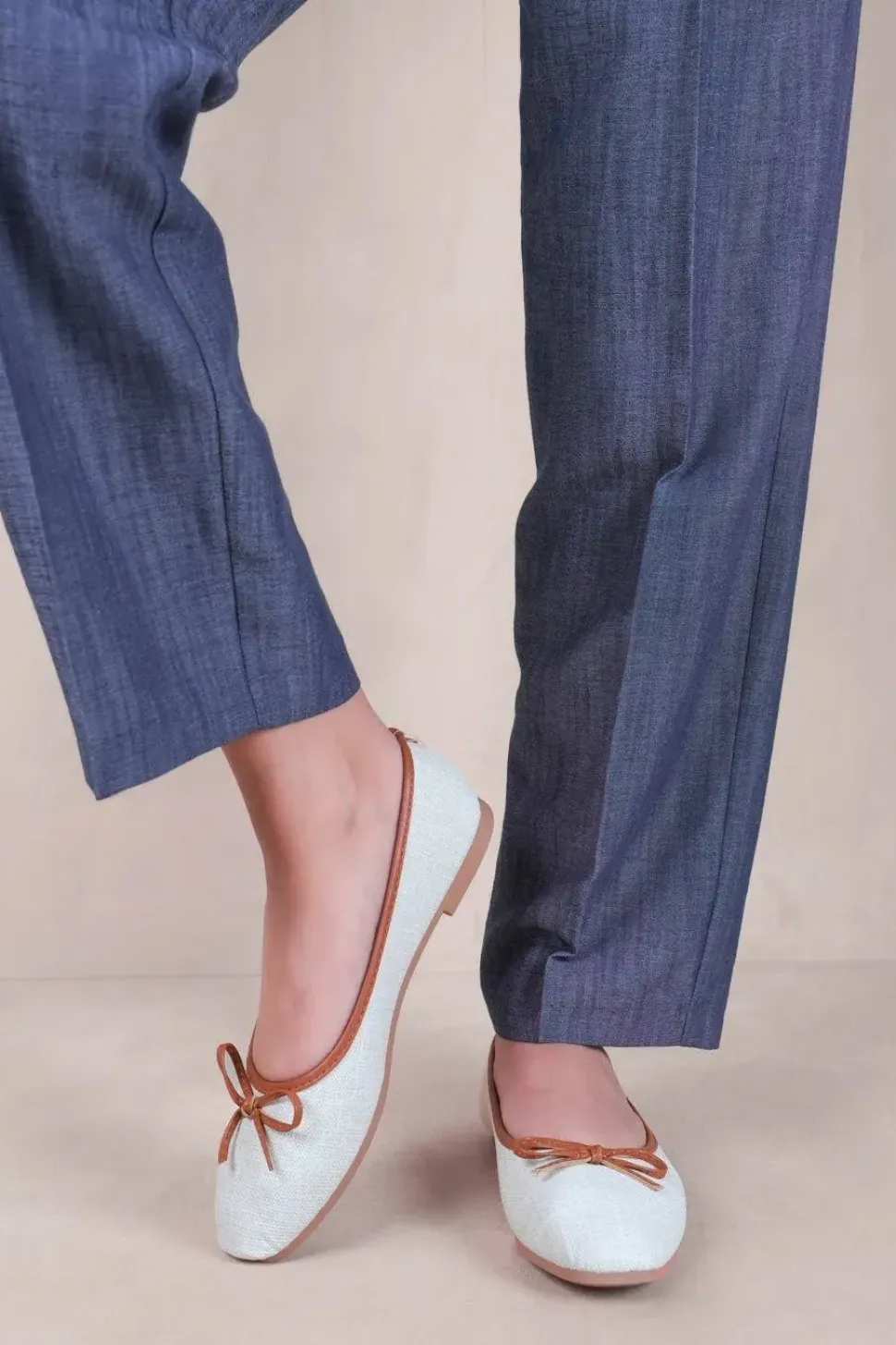 'Dawn' Ballerina Flats With Front Bow Detail