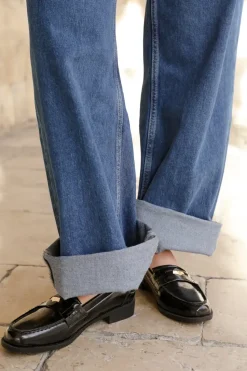 'Denver' Wide Fit Slip On Loafer With Gold Detailing