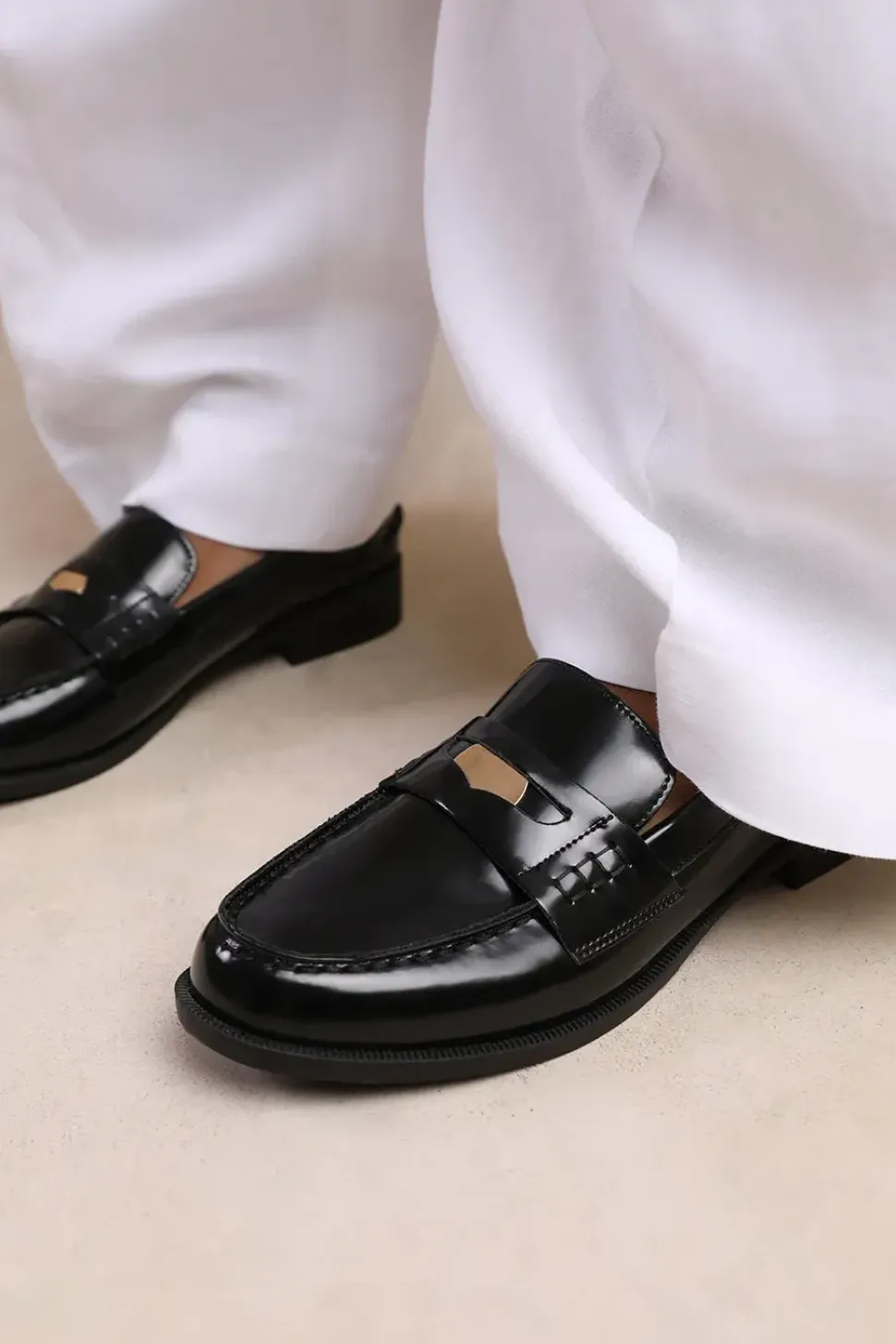 'Denver' Wide Fit Slip On Loafer With Gold Detailing