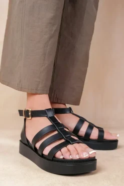 'Dubai' Wide Fit Mid Platform Gladiator Strap
