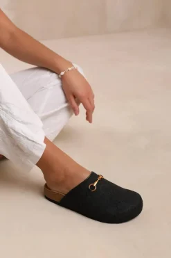 'Dublin' Open Back Slip On Loafer With Gold Detail