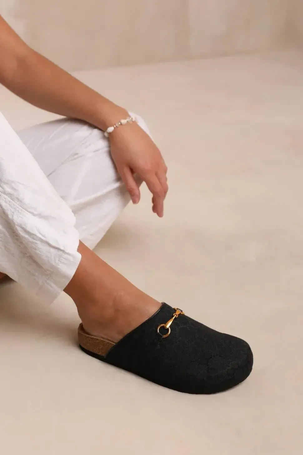 'Dublin' Open Back Slip On Loafer With Gold Detail