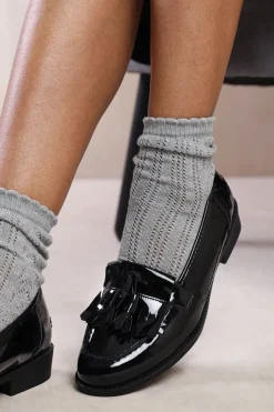 'Elder' Wide Fit Flatform Slip On Loafers Shoes With Tassle