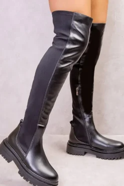 'Elena' Chunky Over The Knee Strech Boots