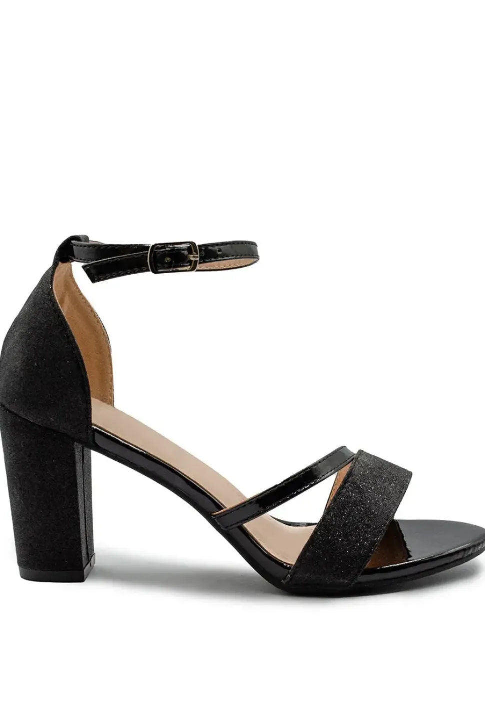 'Ella' Mid High Block Heel Sandals With Ankle Strap
