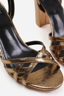 'Erin' Mid Block Heel With Cross Over Strap Detailing