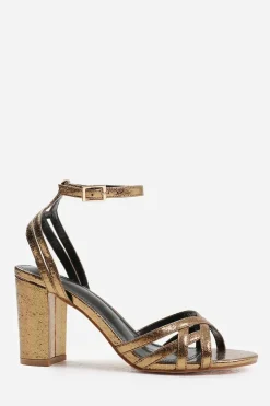 'Erin' Wide Fit Mid Block Heel With Cross Over Strap Detailing