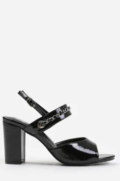 'Esmer' Mid Block Heels With Chain Detailing