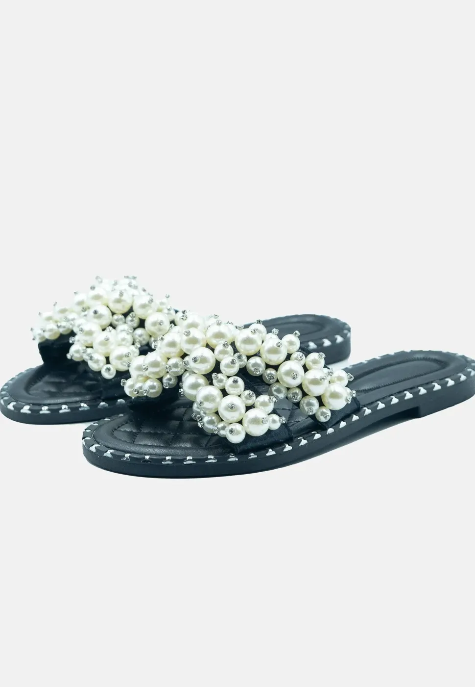 'Eve' Pearl Flat Slider Sandals