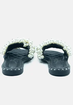 'Eve' Pearl Flat Slider Sandals